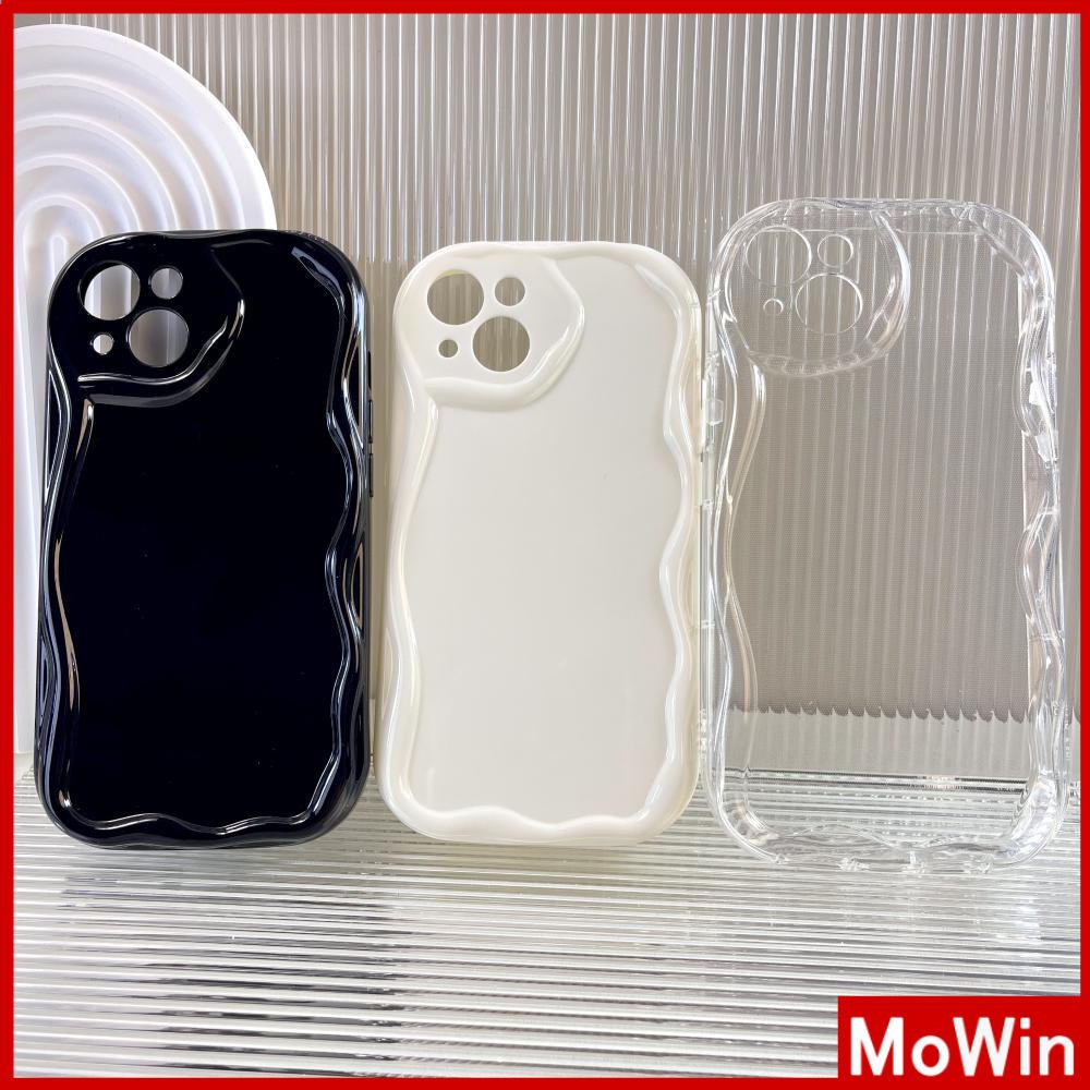 Ốp điện thoại viền gợn cong màu trắng/ đen/ trong thích hợp cho iPhone 13 Pro max 12 Pro Max 11 xr 7Plus 14 Pro Max