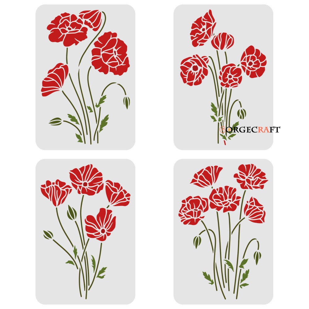 1 Bộ 4 Cái Khuôn Hoa Bằng Nhựa Kích Thước 29.7x21cm Trang Trí Nhà Cửa