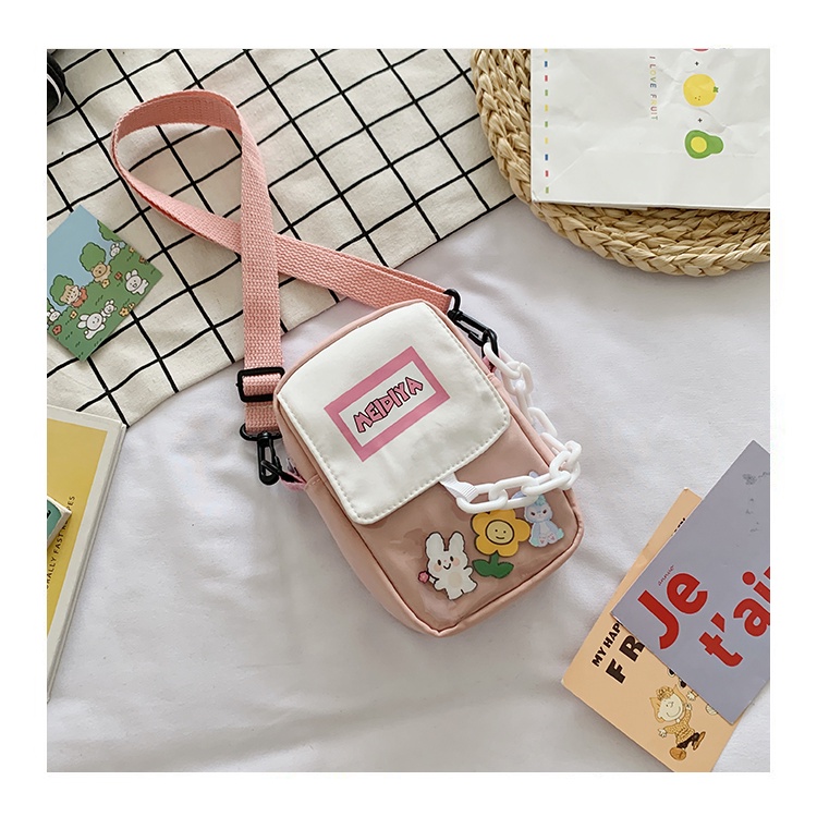 Túi Đeo Chéo Bằng Vải nylon Hình Vuông Nhỏ Nhắn Dễ Thương