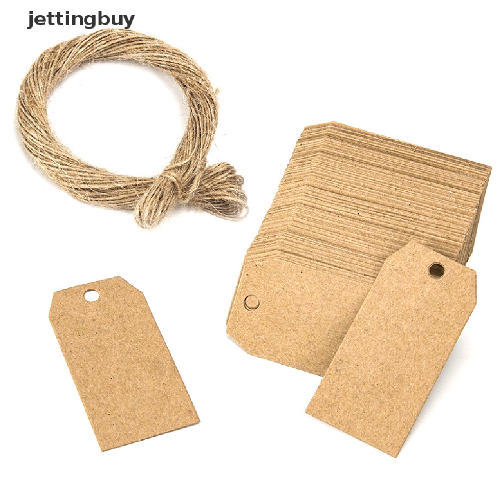 Bộ 100 Thẻ Giấy Kraft Nâu Có Lỗ Dùng Trang Trí Quà Cưới Hoặc Tiệc Tùng QDD