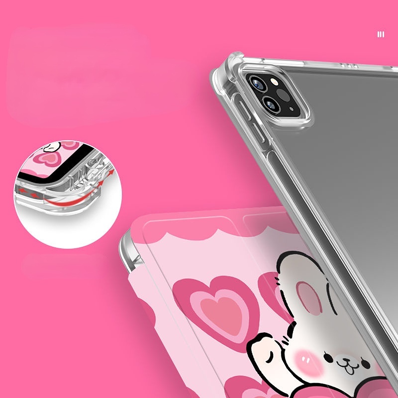 Ốp Máy Tính Bảng TPU Hình Thỏ Cho iPad 7th / 8th / 9th gen 10.2 10.5 Air3 / iPad 9.7gen5 / 6 iPad Pro11 2020 / 2021 air4 / 510.9 mini 4 5 mini6 Giá Đỡ