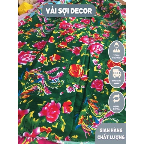 Combo vải chăn con công đỏ 8m + xanh 7m