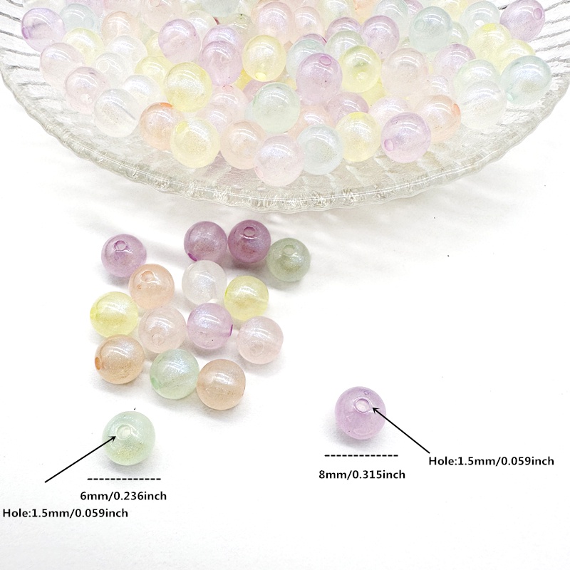 Hạt Xâu Chuỗi Bằng Acrylic 6mm / 8mm Dùng Làm Trang Sức DIY