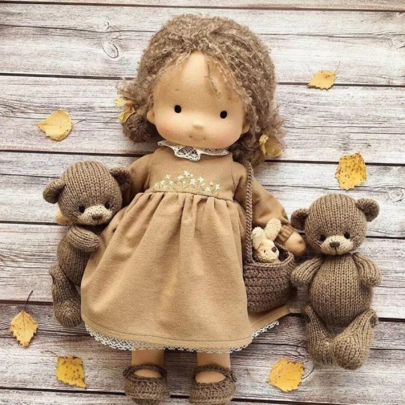 Búp Bê Nhồi Bông Mềm Mại Waldorfs Tóc Xoăn Đáng Yêu Dành Cho Bé Gái Mới