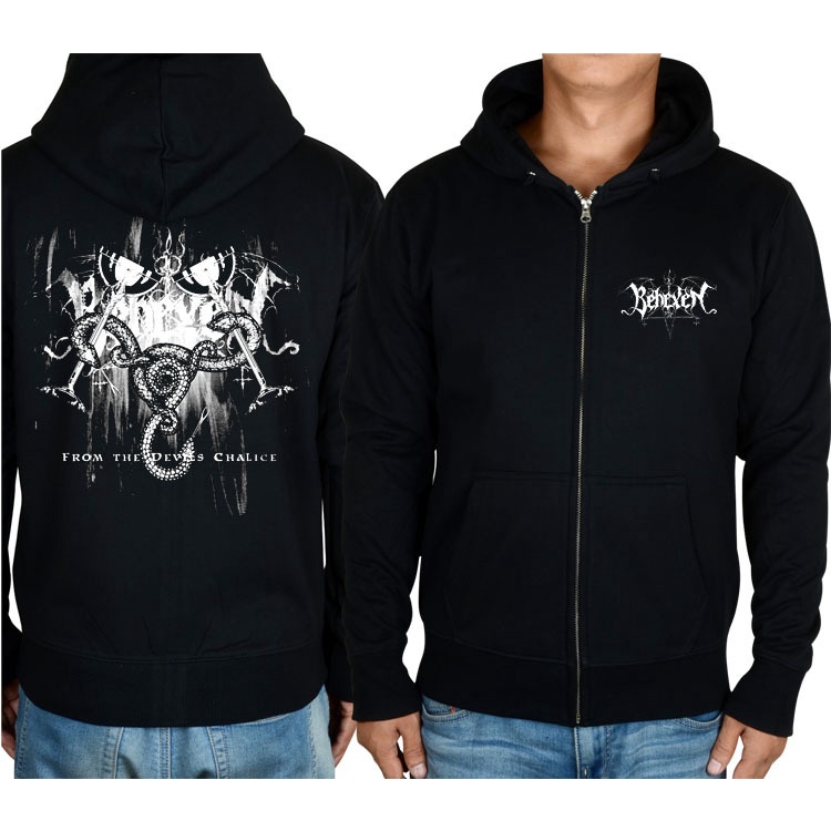 Áo Khoác Hoodie Cotton Rock Cứng Có Khóa Kéo 7 Kiểu Màu Đen hombre Finland Behexen