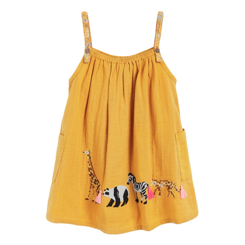 Đầm Cotton Ngắn In Họa Tiết Hoạt Hình Dễ Thương Thời Trang Mùa Hè Cho Bé Gái