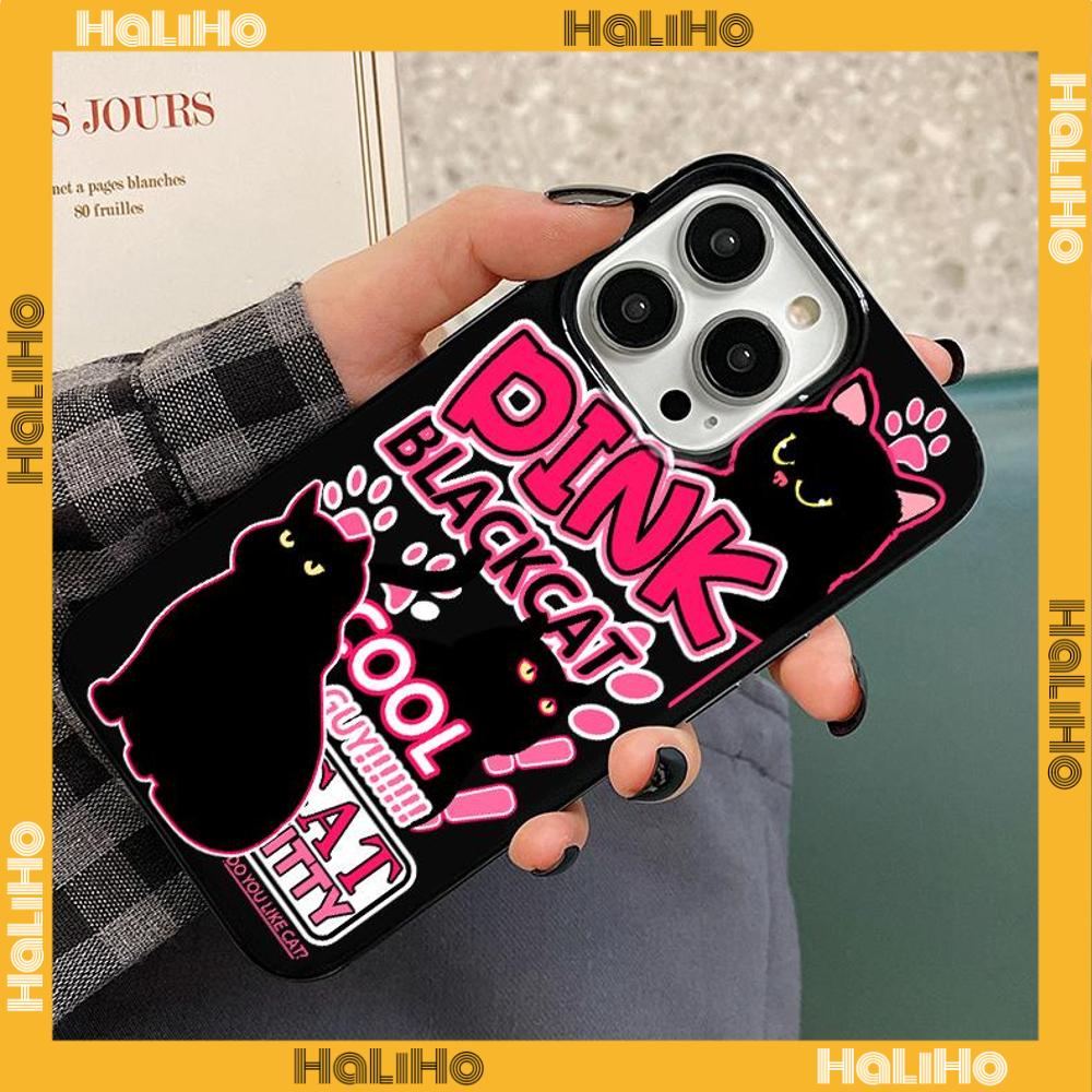 Ốp điện thoại TPU đen bóng in mèo cắt dán chống sốc camera thích hợp cho iPhone 14 13 12 11 Pro Max 7 8 Plus X XR