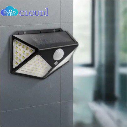 Bộ 1 Đèn Năng Lượng Mặt Trời 100 Bóng LED Với Cảm Biến Chuyển Động Không Dây Chống Nước Photocell Cloud1