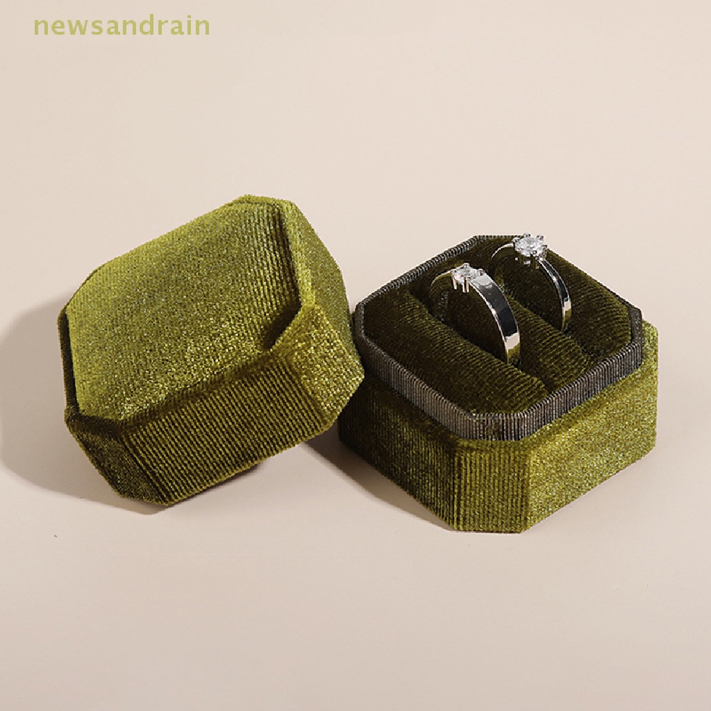 Hộp Đựng Trang Sức Hình Bát Giác Bằng Vải Nhung Kẻ