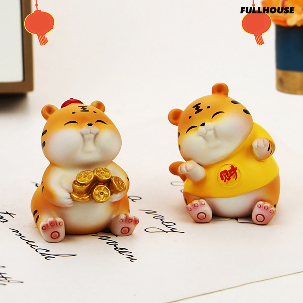 ☀Mô Hình Hổ Hoạt Hình Mini Bằng Nhựa Resin Để Bàn Trang Trí