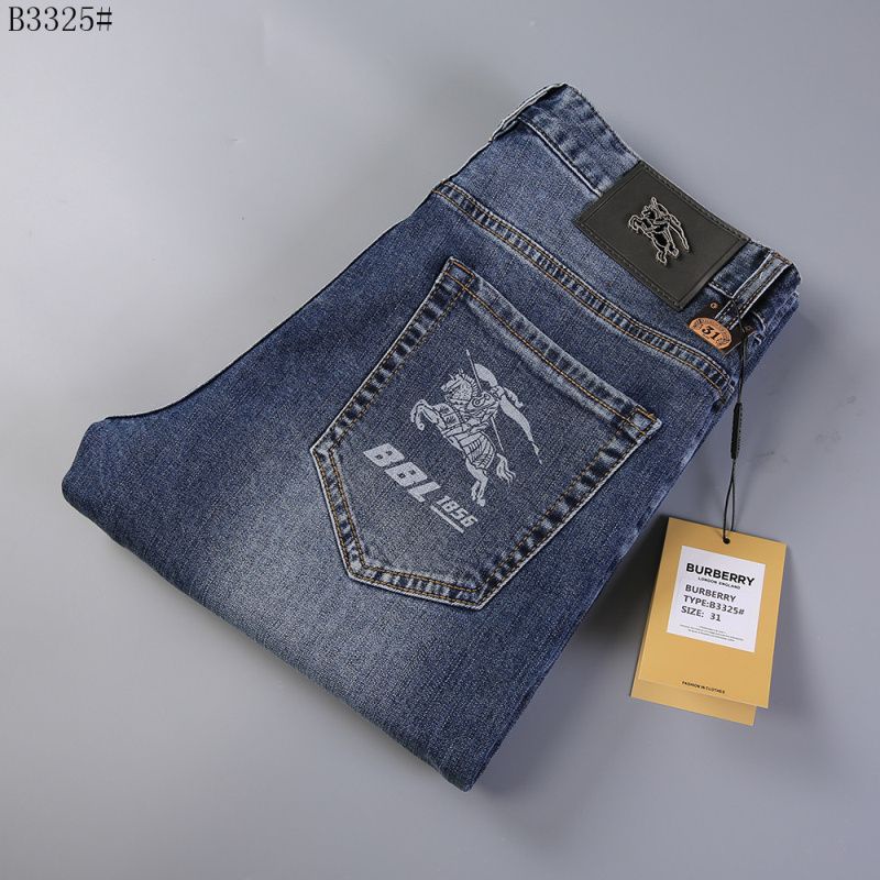 NWI8 Burberr-y fashion brand straight jeans foreign trade fashion B men's trousers spring and summer New loose large size
