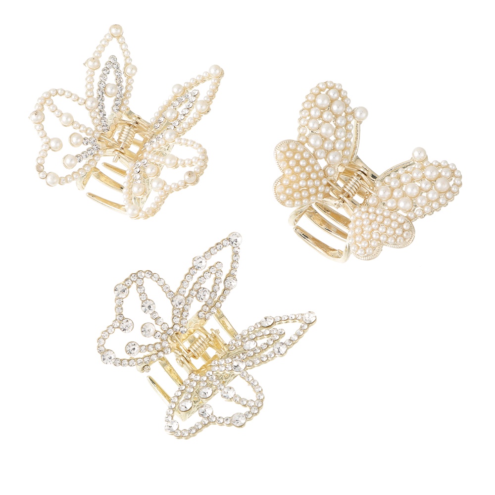 Kẹp Tóc Hình Bướm Đính Ngọc Trai Thời Trang Cho Nữ CHLINS