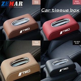TRD Toyota Premium Leather Car Tissue Box Hanging Tissue Box Auto Tissue Storage Case For Avanza Rush Kijiang Innova Calya Razie Yaris Wish Corolla Cross Car Accessories