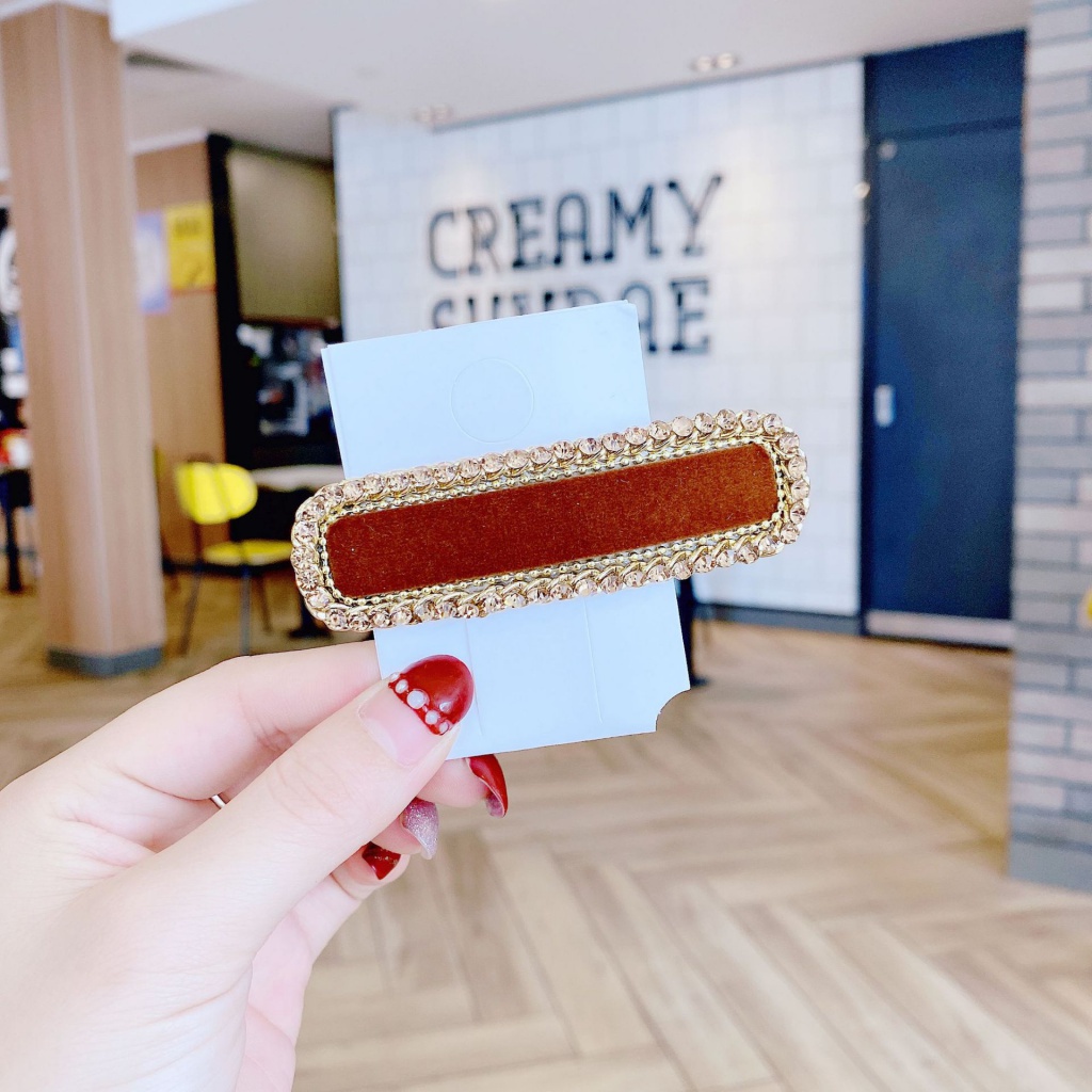 Kẹp Tóc BB Đính Đá Hình Vuông Đơn Giản Phong Cách Hàn Quốc Mới