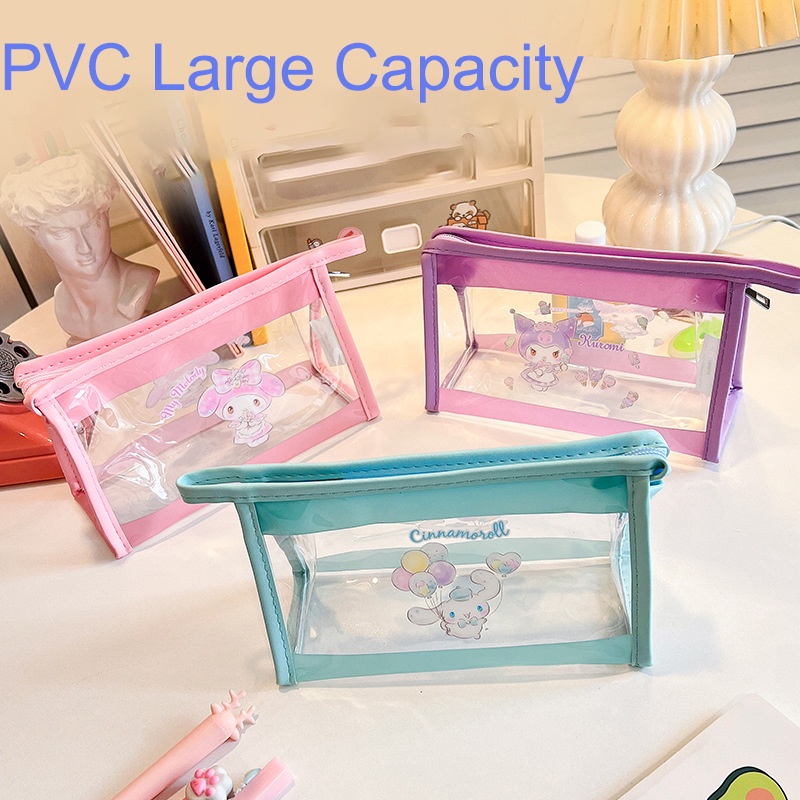 SANRIO Túi Đựng Bút Bằng PVC Trong Suốt Hình Kuromi Cinnamoroll Melody Dễ Thương