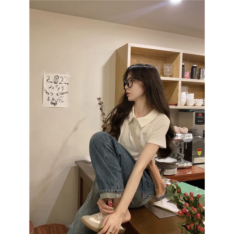 Áo Thun Tay Ngắn Cổ polo Phong Cách Hàn Quốc Thời Trang Mùa Hè 2023 Mới Cho Nữ