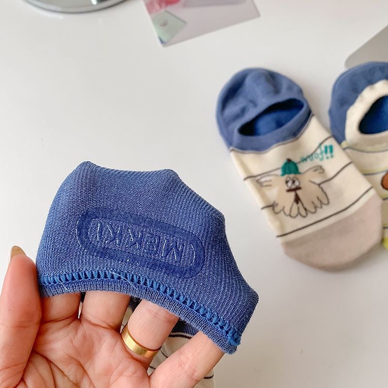 Vớ Cotton Cổ Thấp Chống Trượt Họa Tiết Hoạt Hình Phong Cách Nhật Bản Cho Nữ