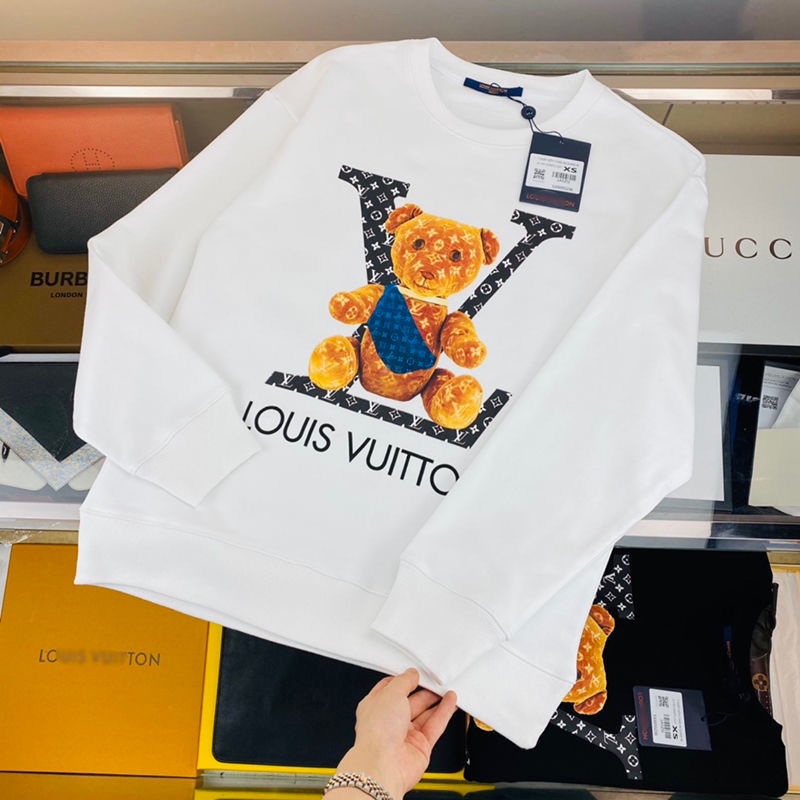 Áo Nỉ Lv Cổ Tròn Lót Cotton Lông Cừu Họa Tiết Gấu Phong Cách Mới Cho Bé Trai Và Gái