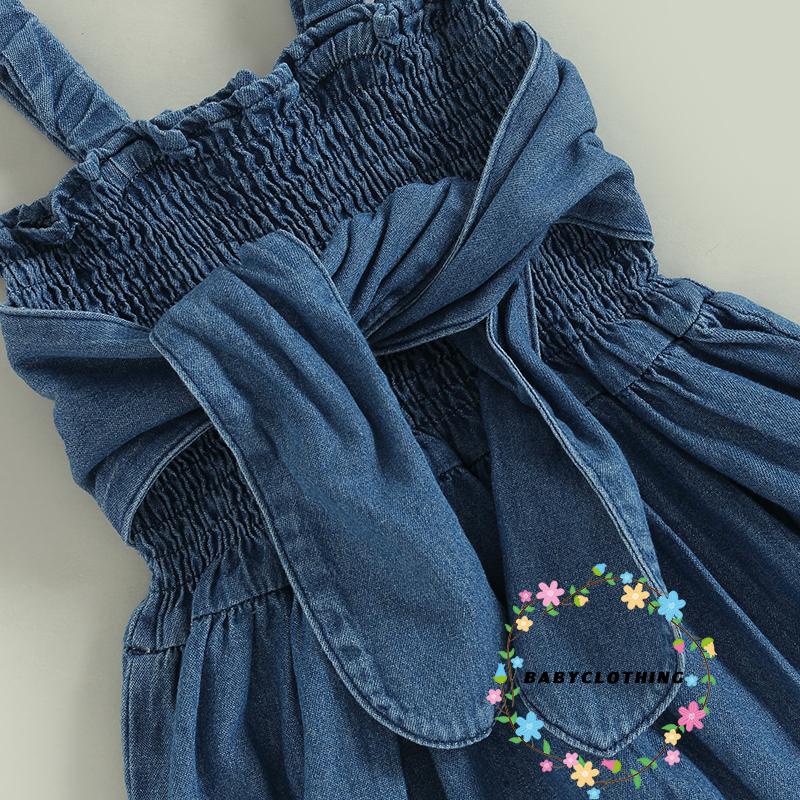 Áo Liền Quần Vải Denim Không Tay Màu Sắc Đáng Yêu Cho Bé