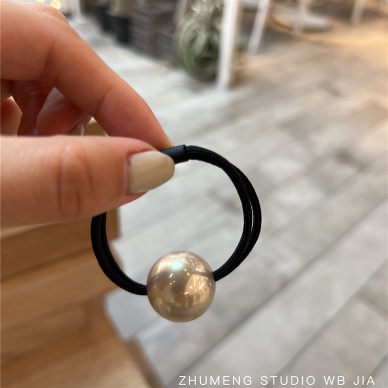 Dây Cột Tóc Cao Su Co Giãn Đính Bóng Lông Màu Sắc Đơn Giản Dễ Phối Đồ