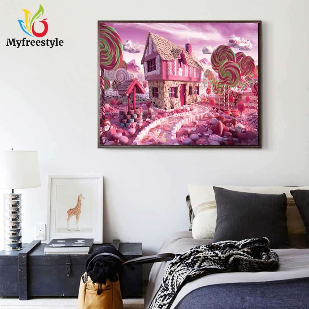 40*30cm Tranh Đính Đá Kim Cương Toàn Bộ 5D Diy Hình Kẹo Hồng