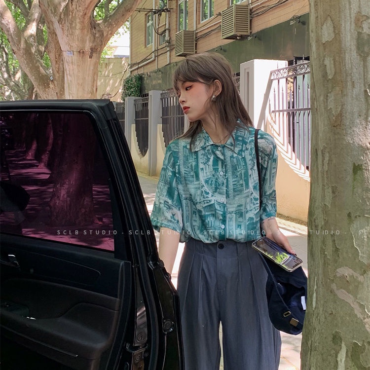 Áo Sơ Mi Chiffon Tay Lỡ Màu Nhuộm Thời Trang Đường Phố Cho Nam Và Nữ