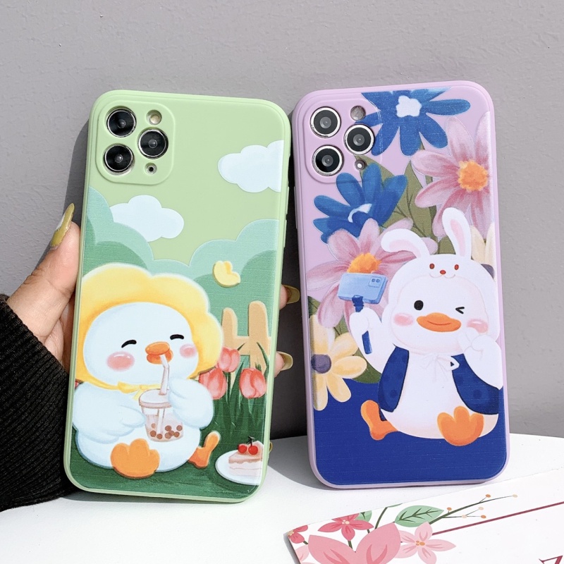 Ốp Lưng Silicon Màu Bảo Vệ Camera Flowers And Ducks - E136