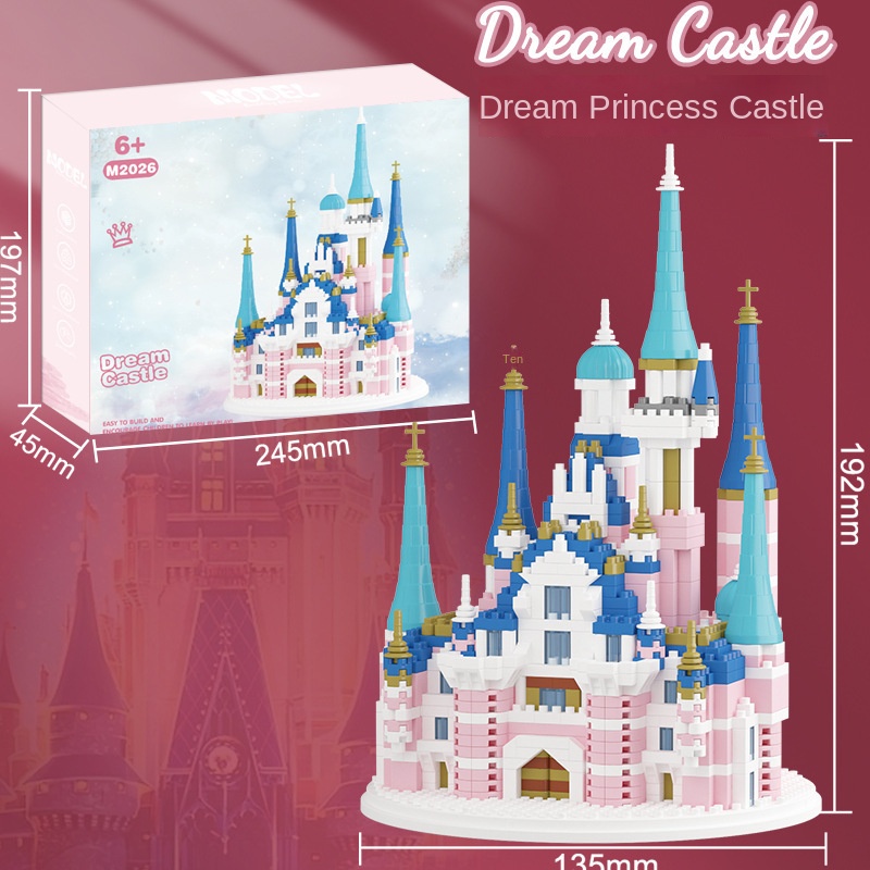 Đồ Chơi  Lắp Ráp Lâu Đài Disney Màu Hồng Dễ Thương Cho Bé Gái