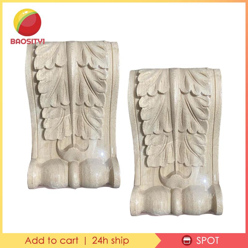 2x Wood Carved Applique Woodcarving Frame Corner for Cabinet Wardrobe Decor