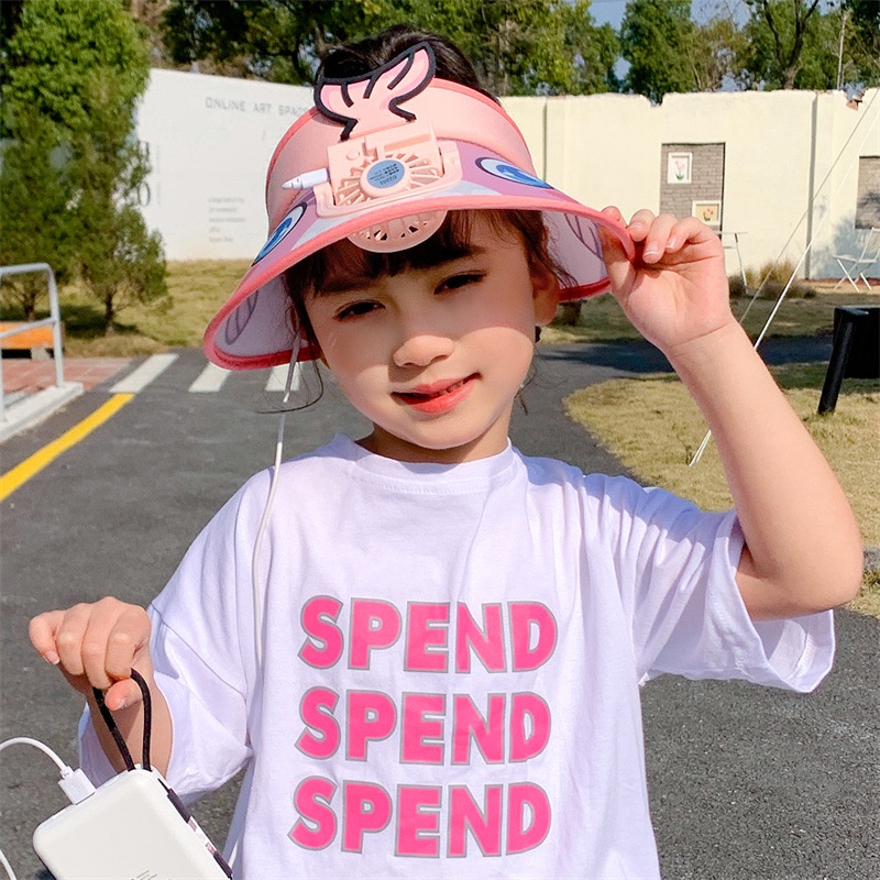 Mũ Chống Nắng Mùa Hè Vành Rộng Có Quạt Sạc USB Cho Bé Trai Và Bé Gái