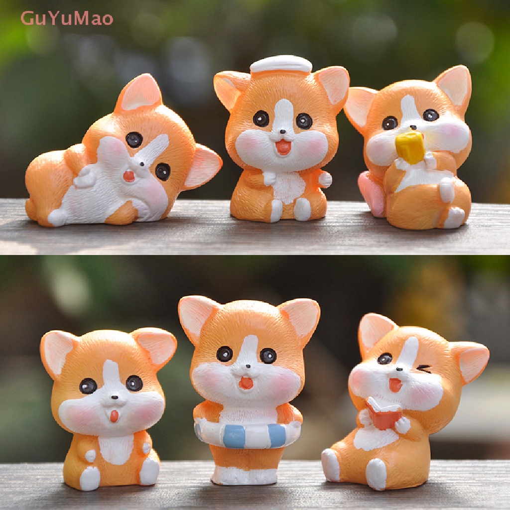 Mô Hình Chú Chó Corgi Hoạt Hình Bằng Nhựa Resin Dễ Thương Trang Trí Tiểu Cảnh