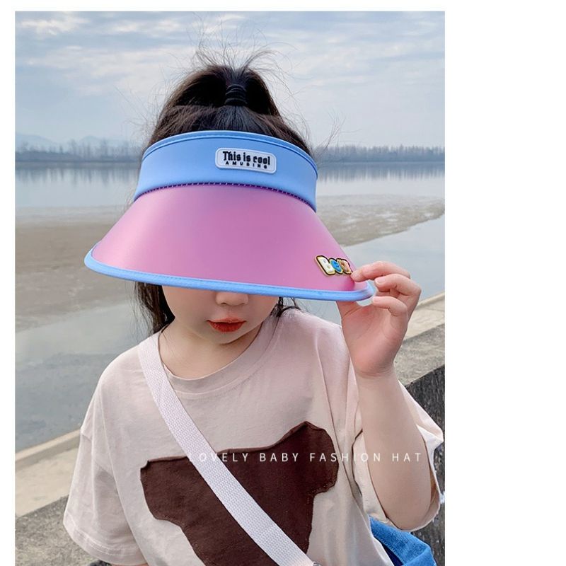 Mũ Chống Nắng Vành Rộng Không Chóp Có Thể Thay Đổi Màu Sắc Theo Nhiệt Độ Họa Tiết Hoạt Hình Dành Cho Bé Trai Bé Gái