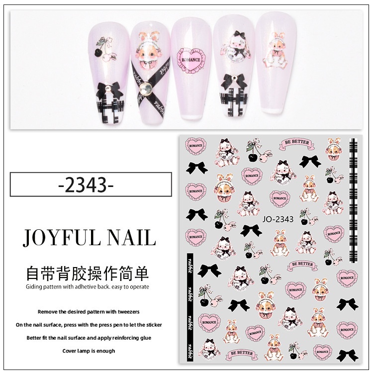Miếng Dán Tăng Cường Móng Tay Hình Thỏ Lolita 2023