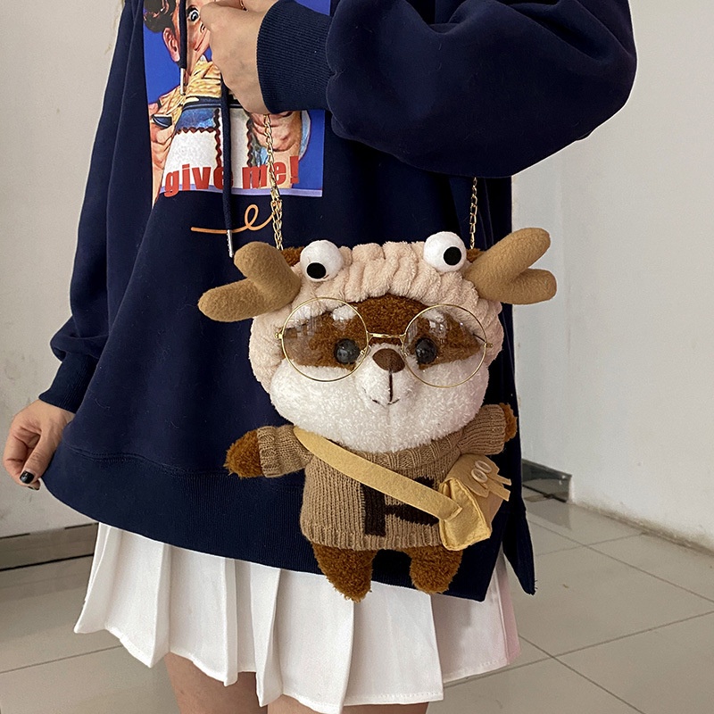 Túi đeo chéo TENDER AFTERNOONS kiểu dáng búp bê nhồi bông hoạt hình đáng yêu thời trang dành cho nữ