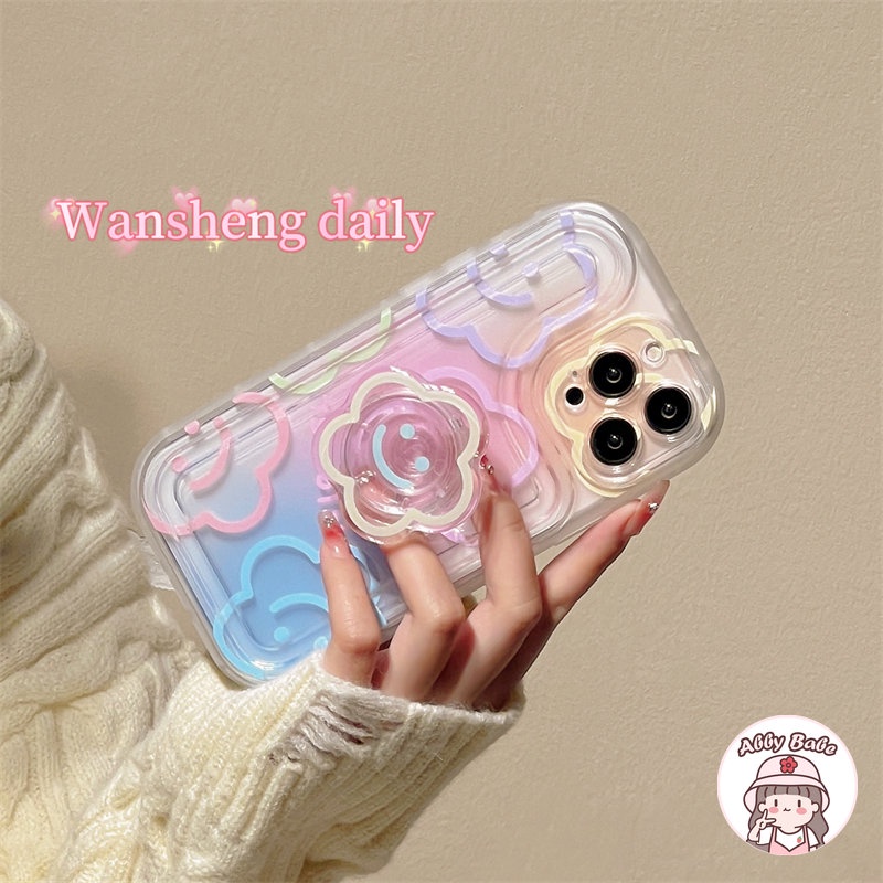 Ốp Điện Thoại TPU Mềm Chống Mồ Hôi Có Giá Đỡ Kim Loại Hình Hoa Cho IPhone 14 Pro Max 13 12 11 Pro Max