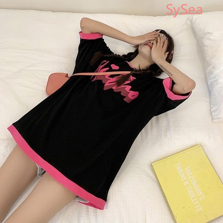 Áo Thun Cổ Tròn Dáng Rộng In Chữ Plus Size Thời Trang Mùa Hè Cho Nữ