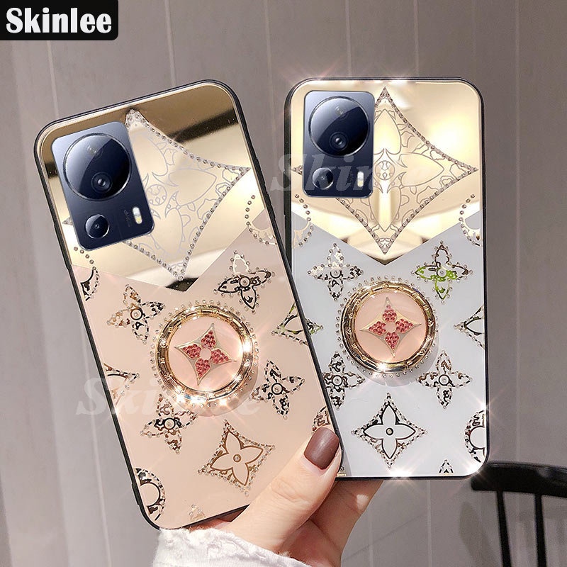 Ốp Điện Thoại Họa Tiết Cỏ Ba Lá Gắn Nhẫn Đỡ Và Dây Đeo Cho Xiaomi 13 Lite Pro Mi 13 Pro Lite