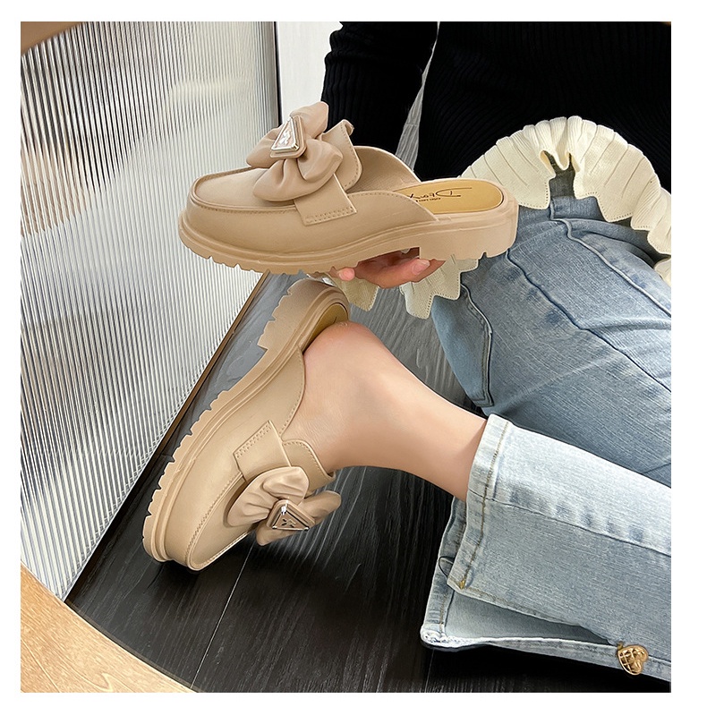 Dép Bít Mũi nơ Đế Xuồng Phẳng Thời Trang Mùa Hè