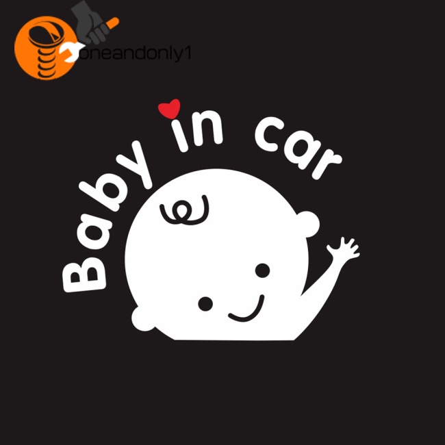 Miếng Dán Cảnh Báo Baby In Car D-1023 Họa Tiết Hoạt Hình Dễ Thương Vui Nhộn Trang Trí Xe Hơi