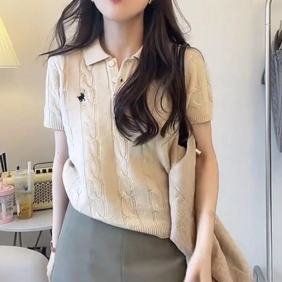 Áo Thun Nữ Ngắn Tay Cổ Tròn Thời Trang Hàn