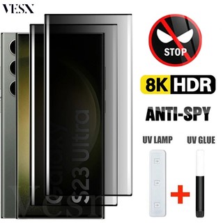  Kính cường lực chống nhìn trộm full màn hình keo UV cho Samsung Galaxy ss S25 S24 S23 S22 S21 S20 Note 20 Ultra S10 S9 10 9 Plus 4G 5G 2025 
