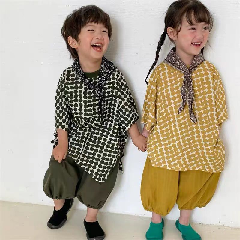 Bộ Áo Thun Cotton Lanh Ngắn Tay + Quần Short Dáng Rộng Phong Cách Hàn Quốc Thời Trang Mùa Hè Mới Cho Bé