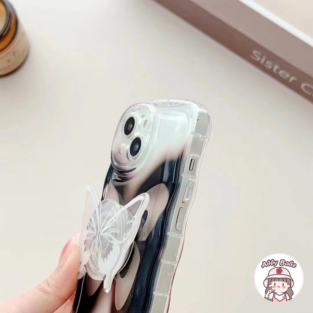 Ốp Điện Thoại TPU Mềm Trong Suốt Màu Đen 3D Chống Dơ Có Giá Đỡ Cho IPhone 14 Pro Max 13 12 11 Pro Max