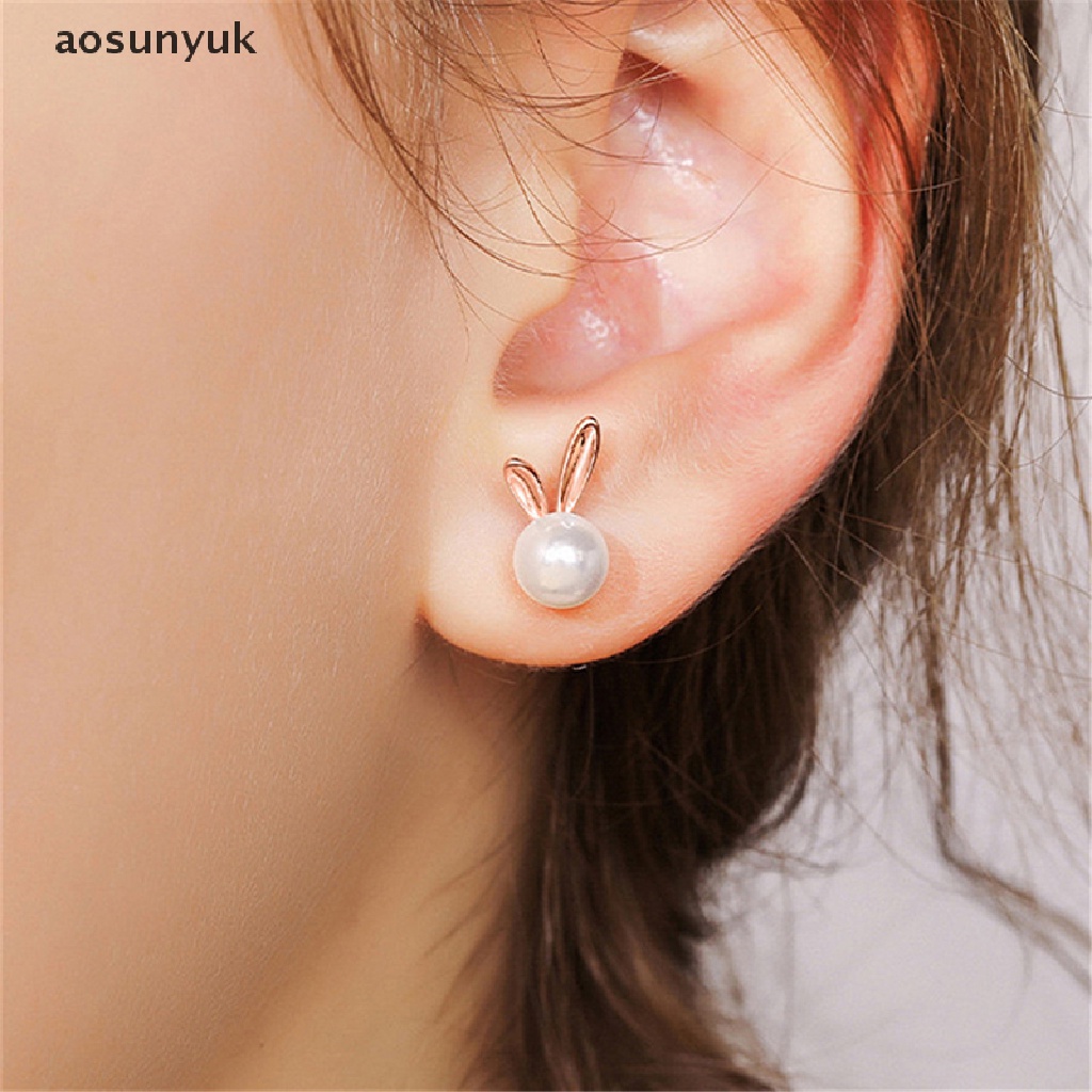 Aosunyuk Nhẫn Hở Hình Tai Thỏ Bằng Kim Loại Đính Đá Zircon Màu Trắng Dễ Thương Phong Cách Punk Thời Trang 2022 Cho Nam Và Nữ