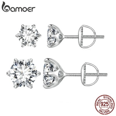 Bamoer Bông Tai Hình Móng Vuốt s925 1ct Và 2ct six Nissanite Quà Tặng Sinh Nhật / Đám Cưới Cho Nữ mse021