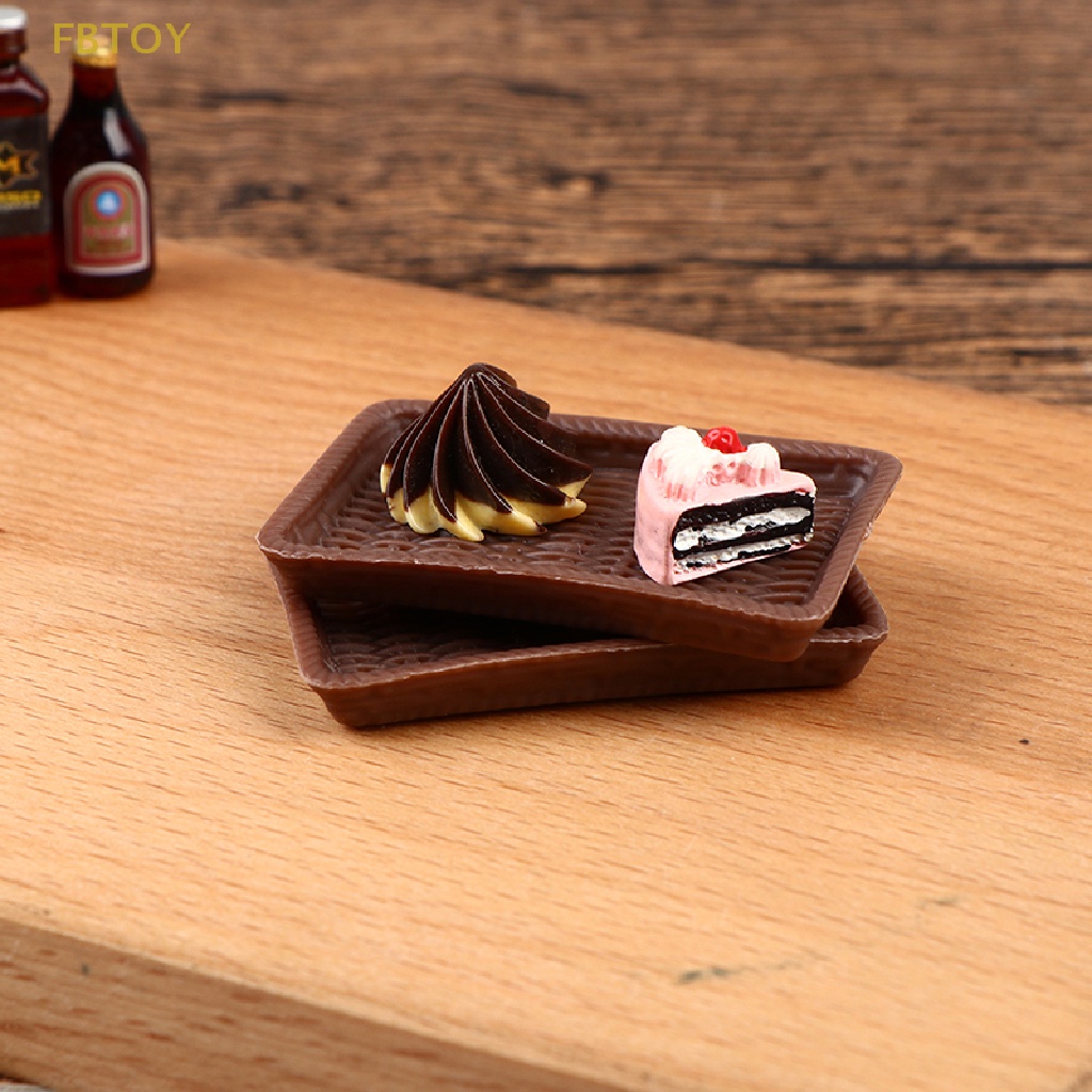 Set 2 Khay Đựng Bánh / Món Tráng Miệng / Món Tráng Miệng Mini Tỉ Lệ 1 / 12 Trang Trí Nhà Búp Bê