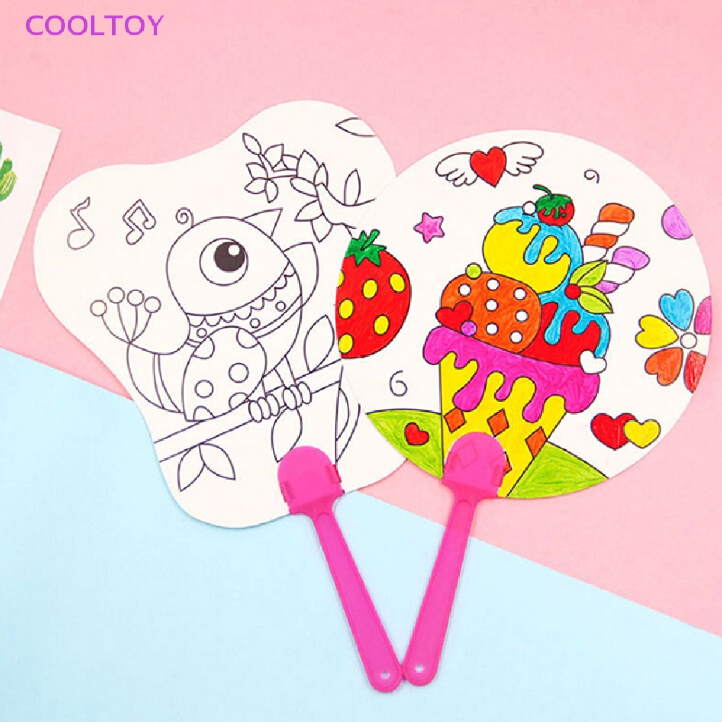 Cooltoy 1 Quạt Cầm Tay Hoạt Hình Tô Màu Thủ Công DIY Đồ Chơi Cho Trẻ Mẫu Giáo HOT