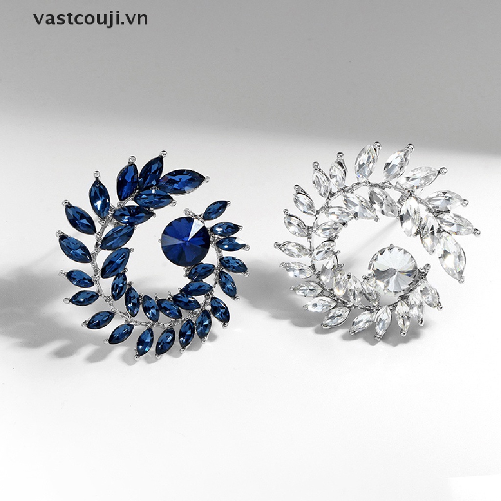 Ghim Cài Áo Hình Lá Olive Đính Đá Pha Lê Thời Trang Cho Nữ