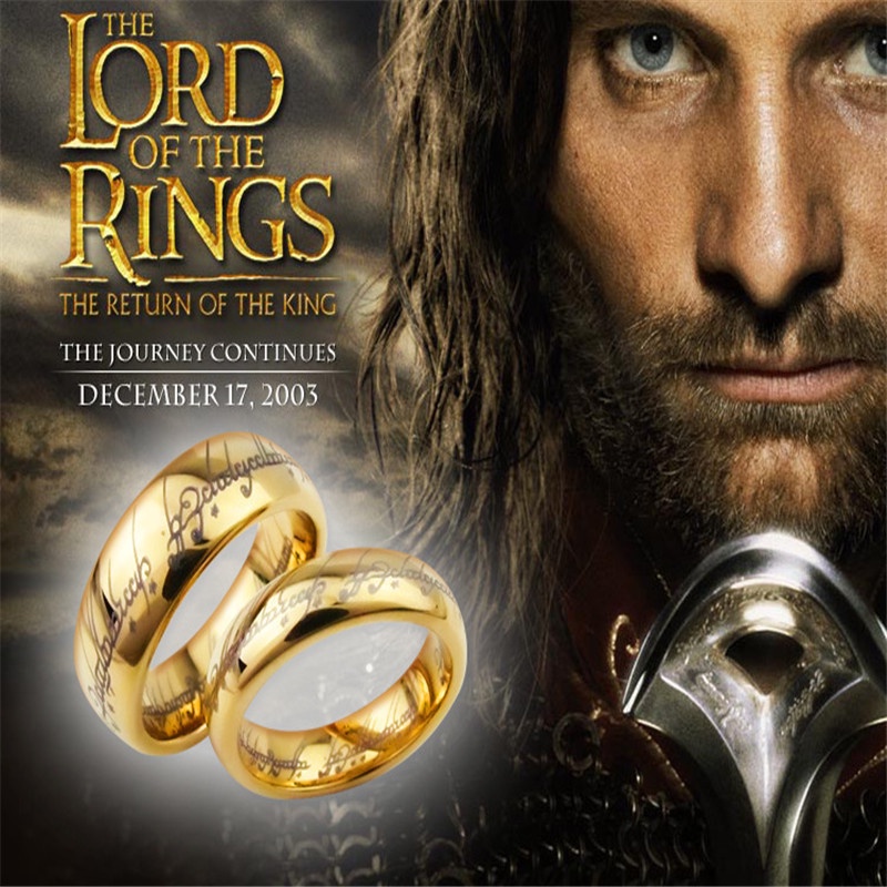 Nhẫn Inox 8mm In Chữ Lord of The Rings Thời Trang Cho Nam
