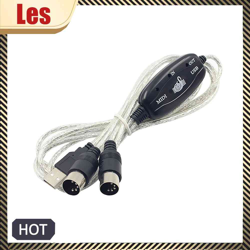 2m MIDI Cable to USB IN-OUT Converter PC to Keyboard Music Adapter Cord